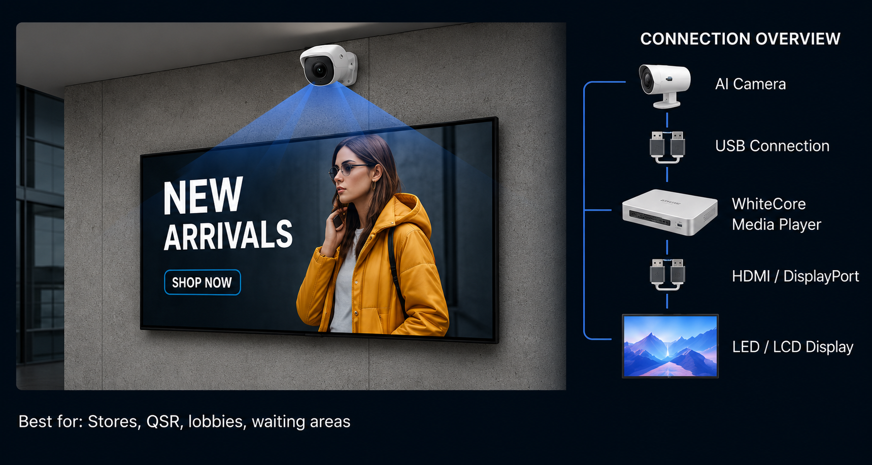 Single Screen + AI Camera, People Counting & Analytics