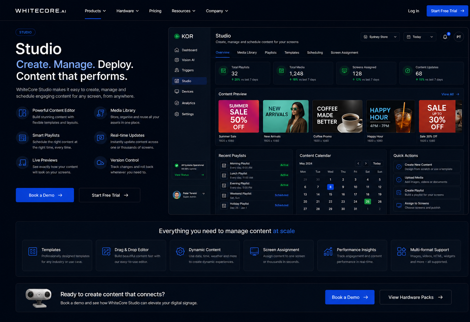Real-time content updates pushing instantly to a fleet of screens